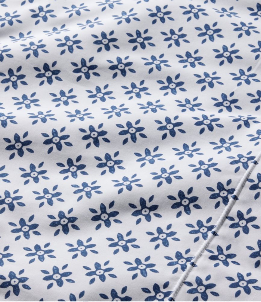 Sunwashed Percale Sheet Collection, Block Floral Print, Vintage Indigo, small image number 4