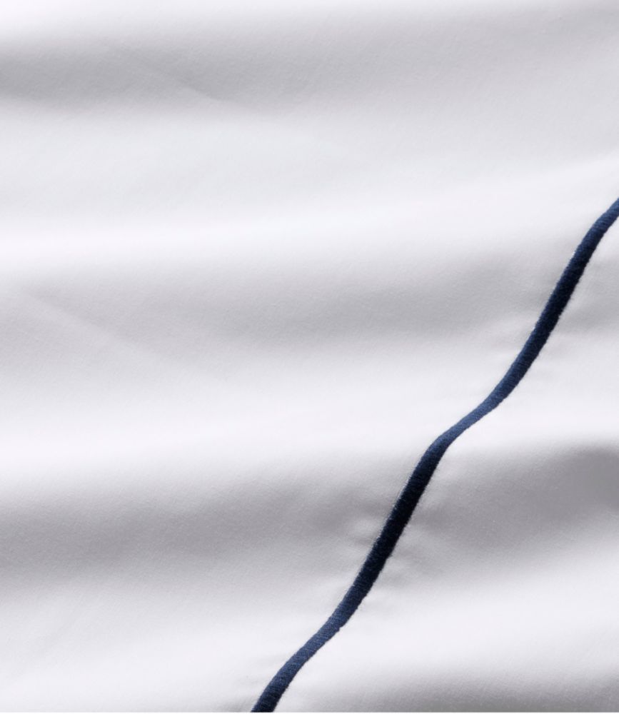 Premium Egyptian Percale Sheet Collection, Satin Stitch, White/Classic Navy, small image number 4