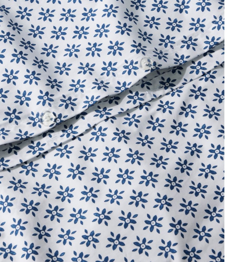 Sunwashed Percale Comforter Cover, Block Floral Print, Vintage Indigo, small image number 3