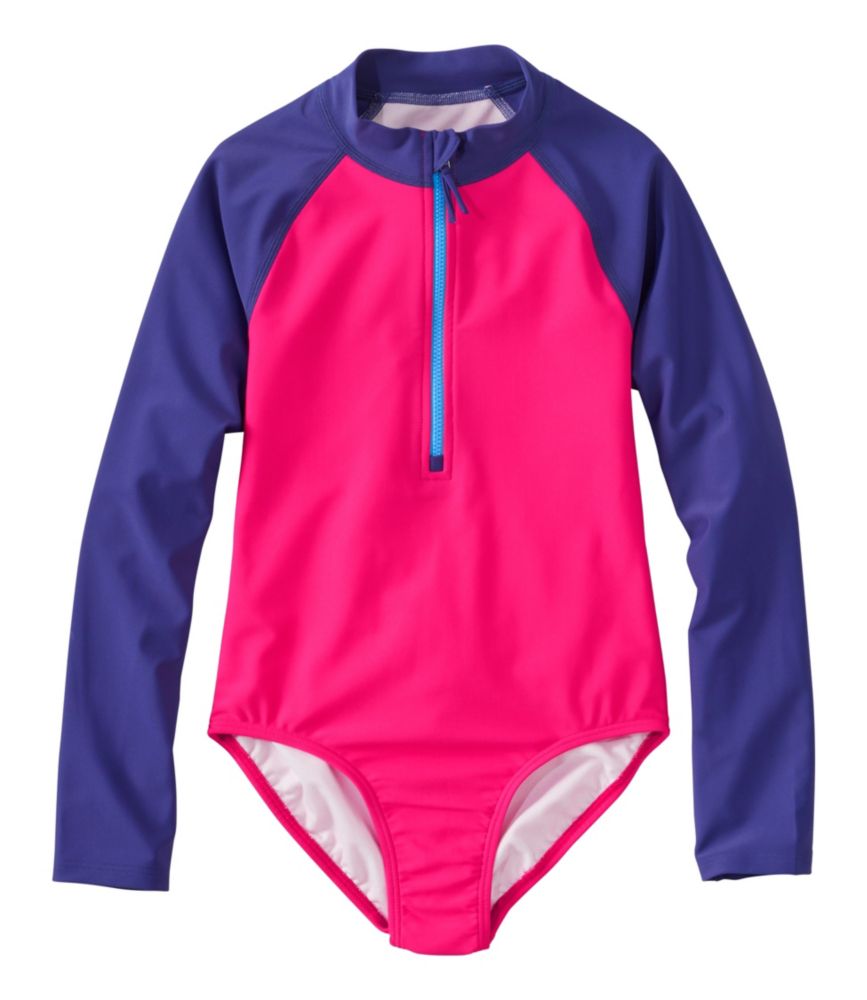 Girls' Watersports Swimwear, Rashguard One-Piece