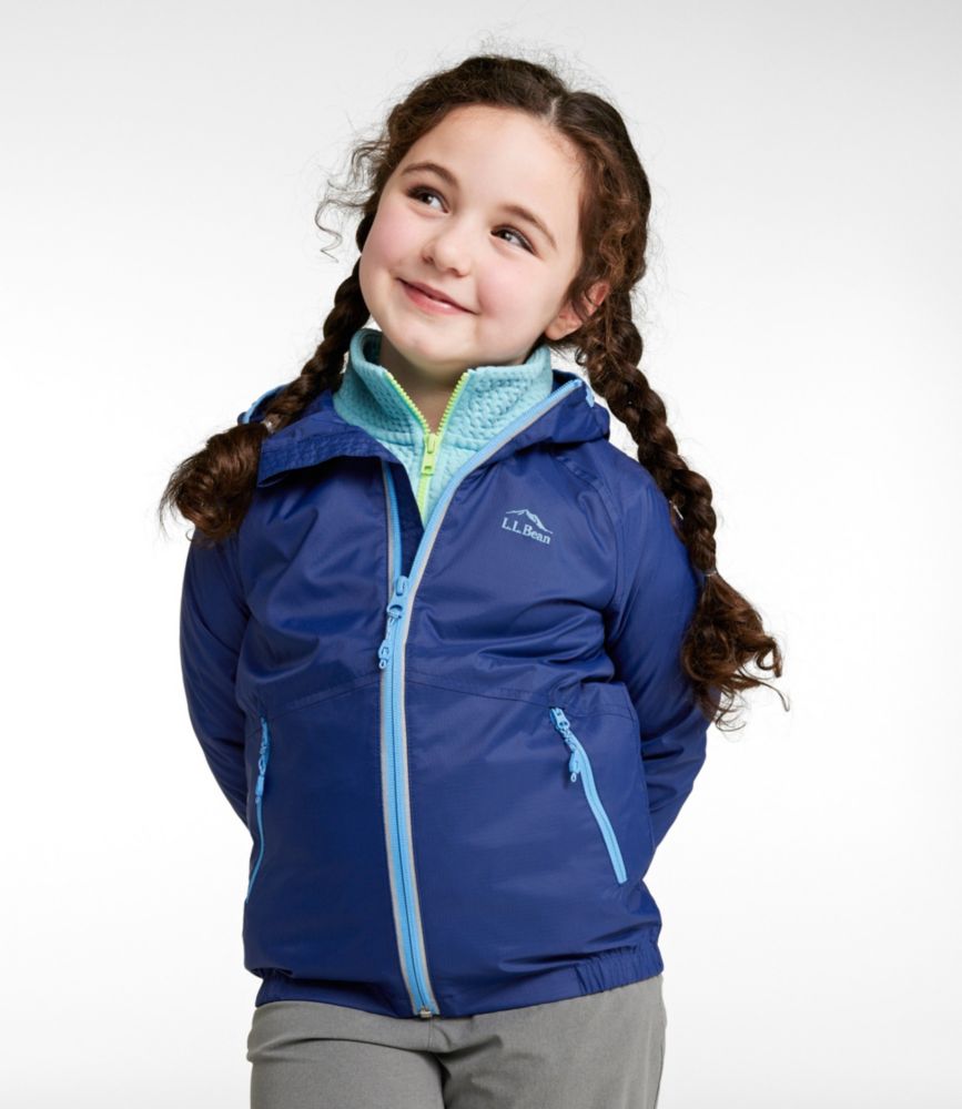 Kids' Wind and Rain Jacket, Reflective Zipper, Emerald Spruce, small image number 2