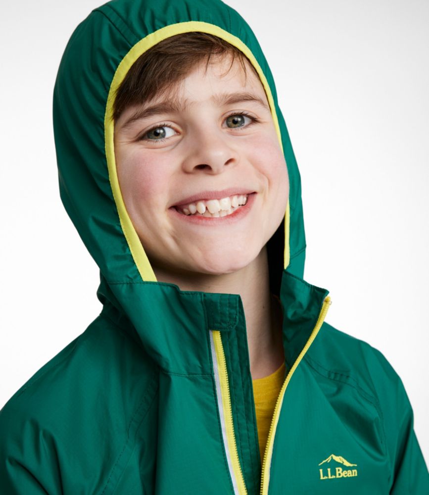 Kids' Wind and Rain Jacket, Reflective Zipper, Emerald Spruce, small image number 4