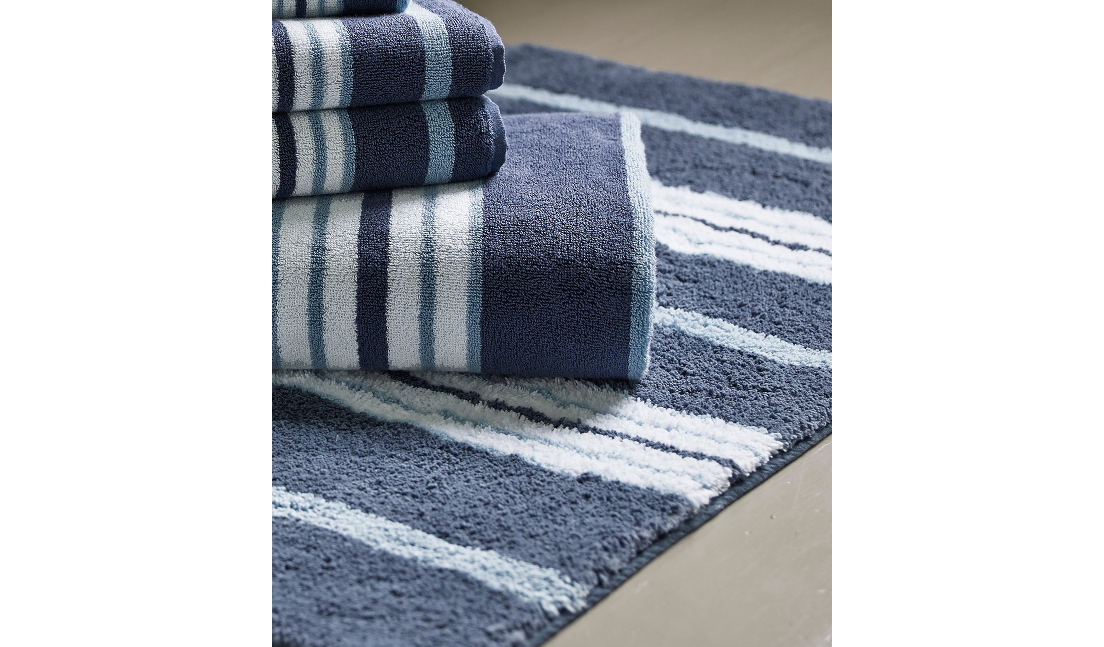 Premium Cotton Bath Mat, Multistripe