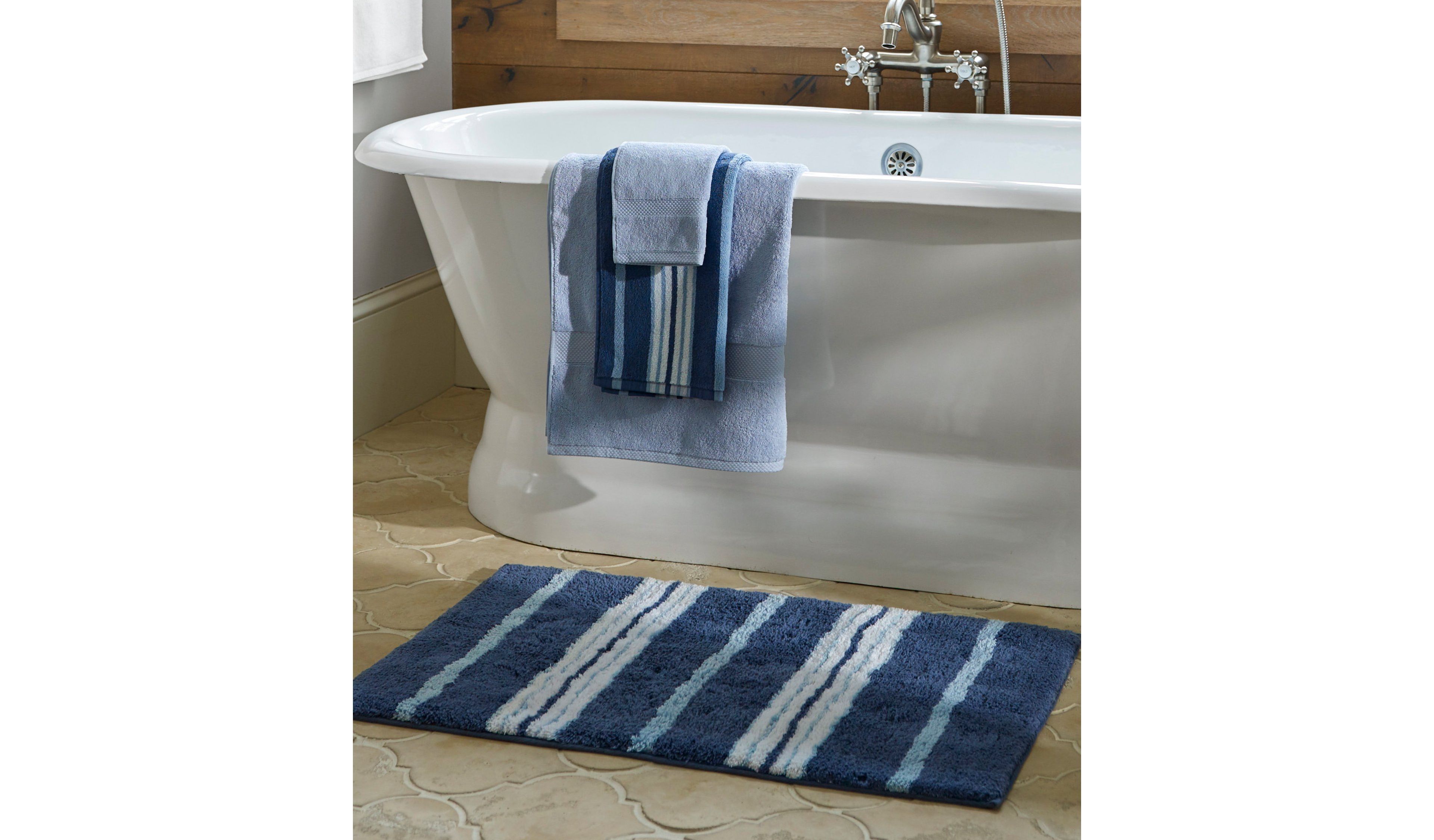 Premium Cotton Bath Mat, Multistripe