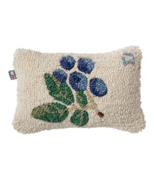 Wool Hooked Throw Pillow, Blueberries, 8" x 12", New