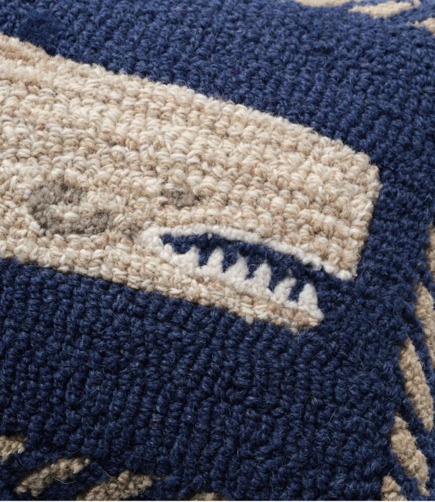 Wool Hooked Throw Pillow, Whale, 12" x 18"