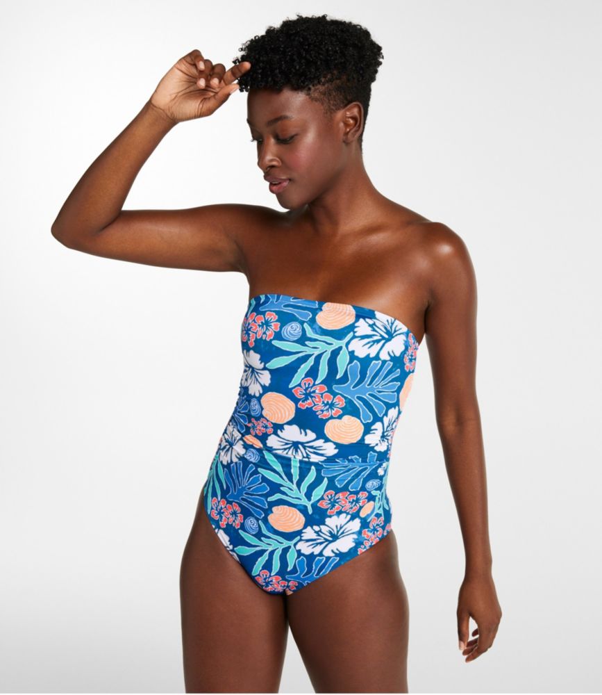 Women's Coastal Essentials Swimwear, Bandeau Tanksuit Print, Gold Sun Ditzy Floral, small image number 4