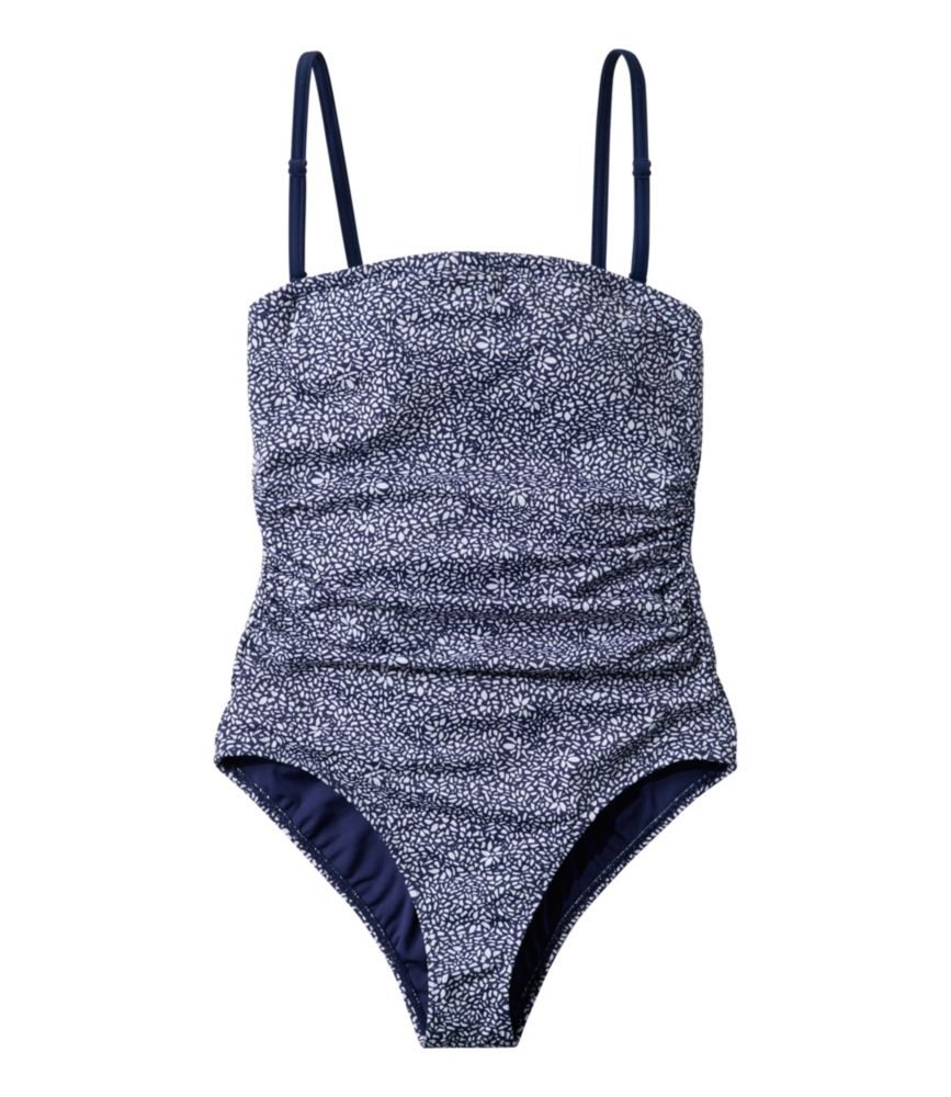 Women's Coastal Essentials Swimwear, Bandeau Tanksuit Print, Darkest Navy Mosaic, small image number 1