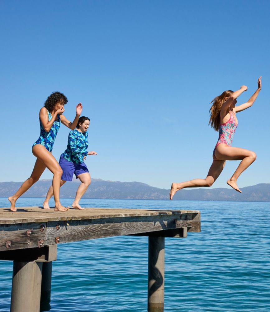 Women's Coastal Essentials Swimwear, V-Neck Tanksuit Print, Blue Water Hibiscus, small image number 8