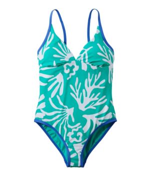 Women's Coastal Essentials Swimwear, V-Neck Tanksuit Print