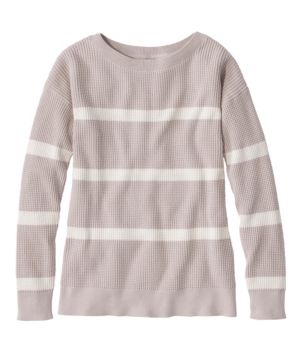 Women's Sunwashed Waffle Sweater, Pullover Stripe