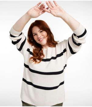 Women's Sunwashed Waffle Sweater, Pullover Stripe