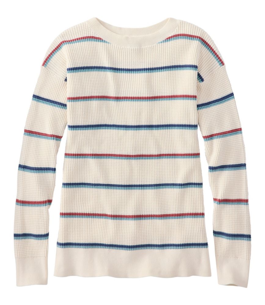 Women's Sunwashed Waffle Sweater, Pullover Stripe