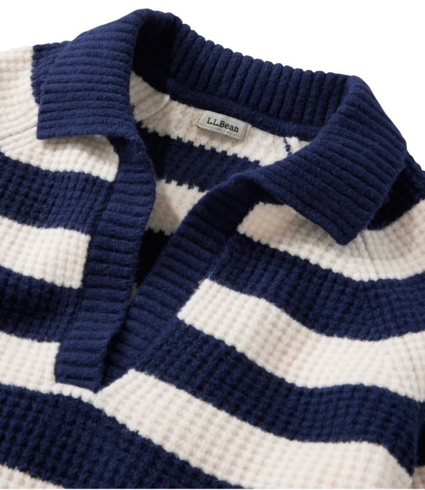 Women's SuperSoft Waffle Sweater, Polo Stripe, Cream/Classic Navy, small image number 4