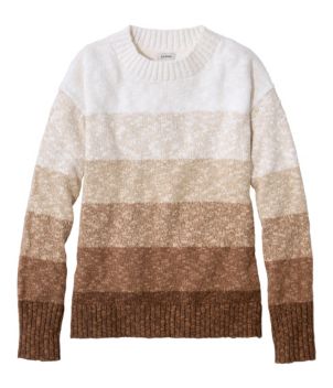 Women's Cotton Ragg Sweater, Crewneck Stripe