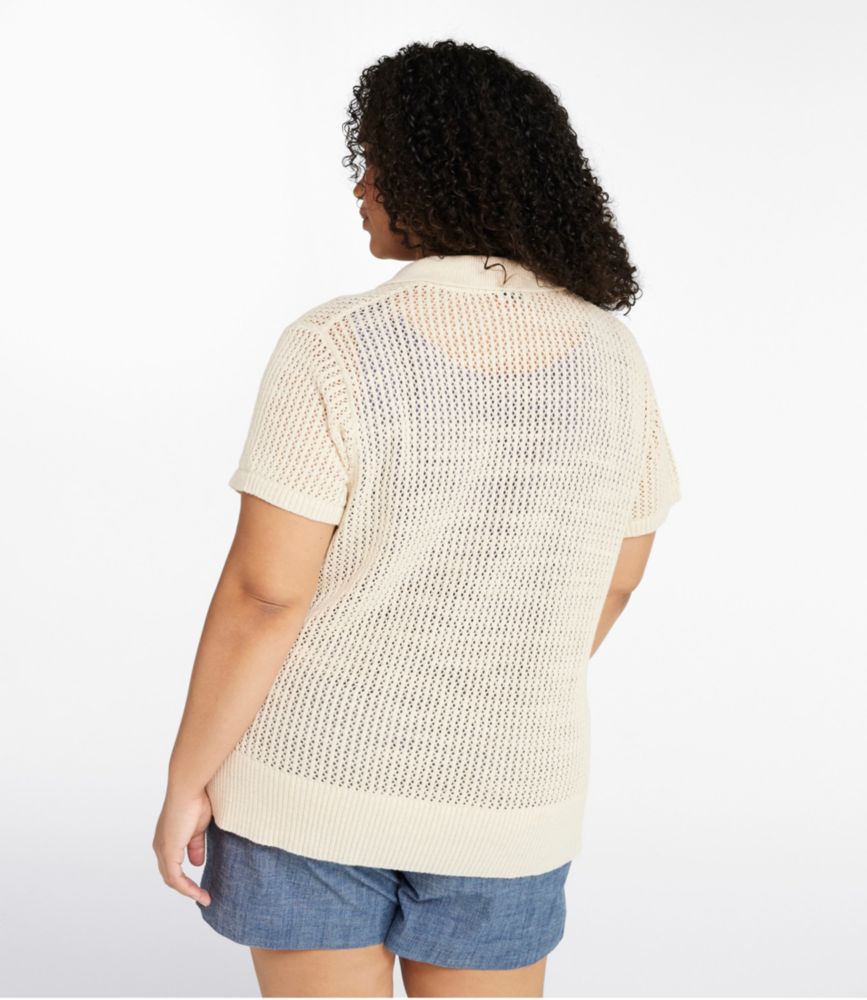 Women's Organic Cotton Slub Pointelle Sweater, Polo, Dark Twilight Blue, small image number 3