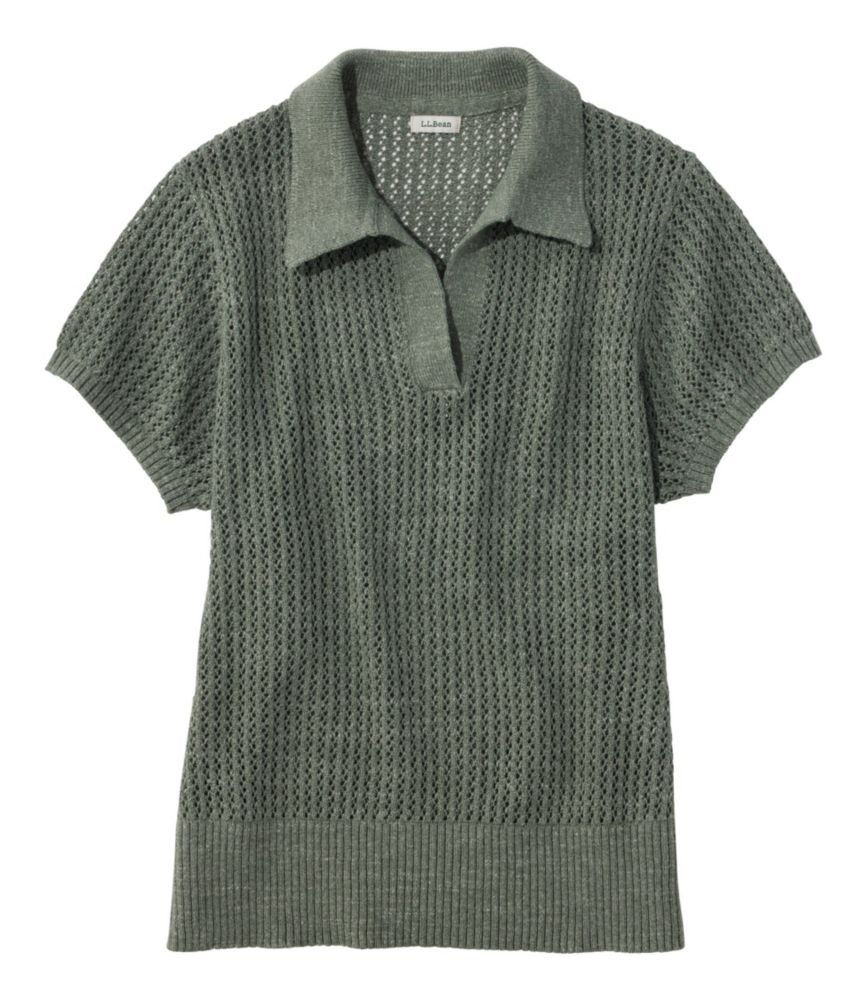 Women's Organic Cotton Slub Pointelle Sweater, Polo