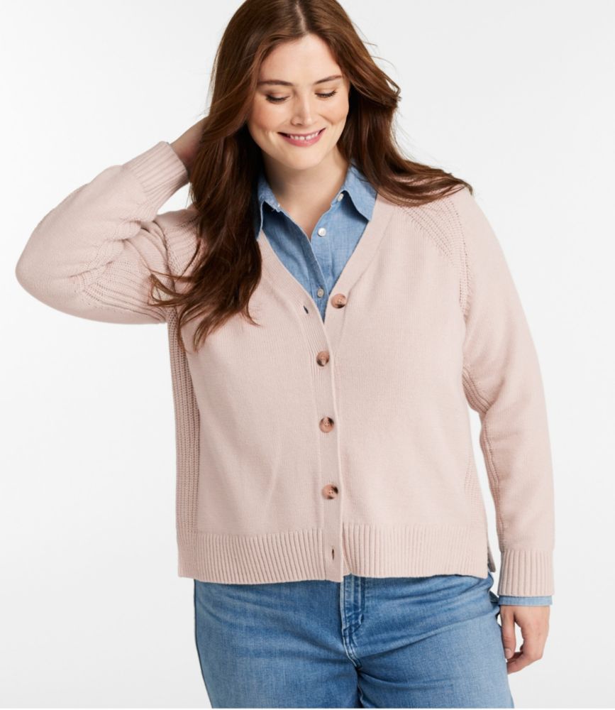 Women's Mariner Shaker Sweater, V-Neck Cardigan, Stone, small image number 2