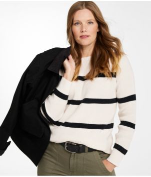 Women's Sunwashed Waffle Sweater, Pullover Stripe