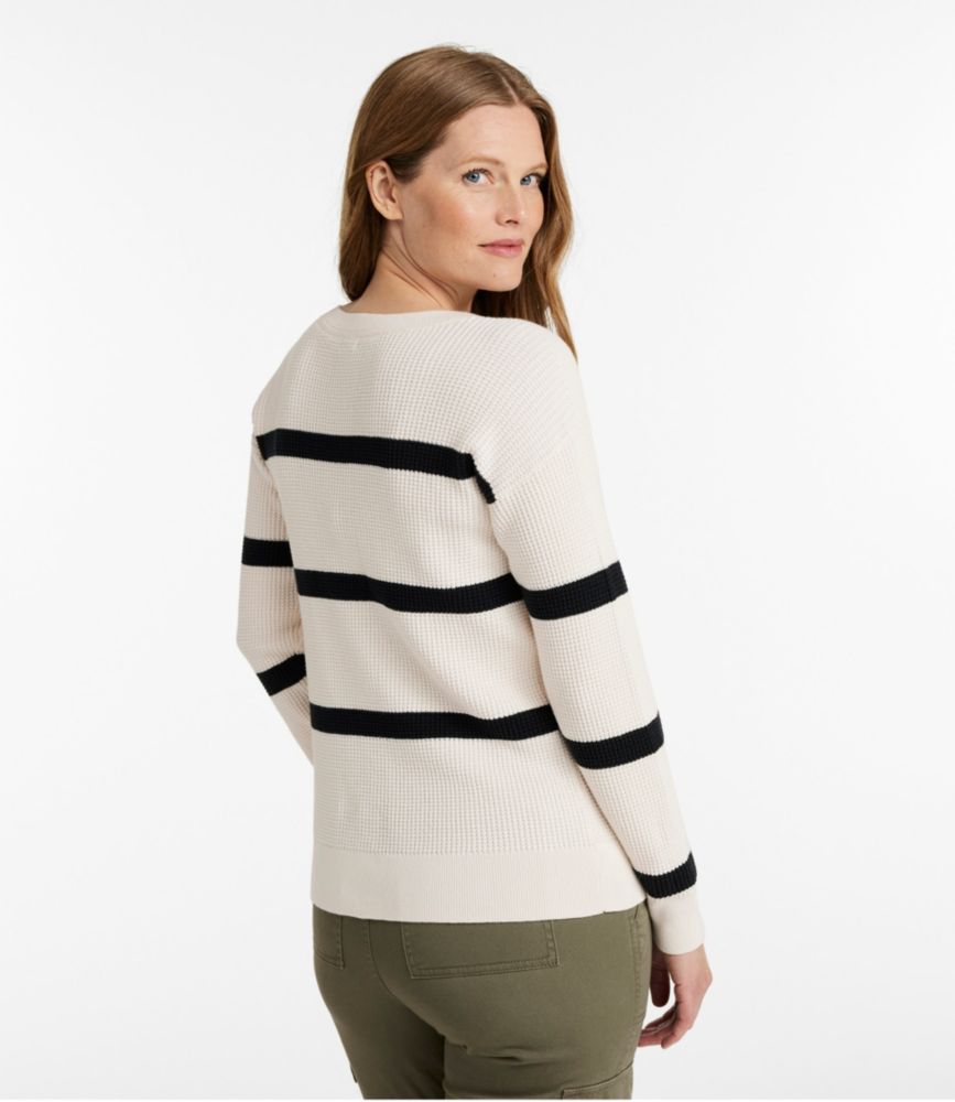Women's Sunwashed Waffle Sweater, Pullover Stripe, Shore/Sailcloth, small image number 3