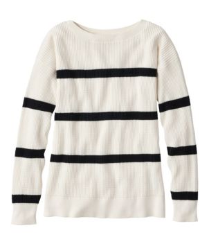Women's Sunwashed Waffle Sweater, Pullover Stripe, New