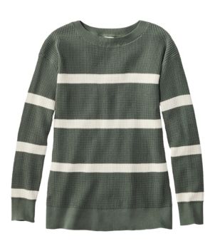 Women's Sunwashed Waffle Sweater, Pullover Stripe
