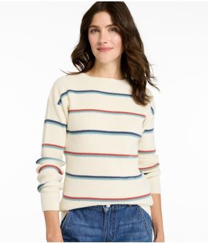 Women's Sunwashed Waffle Sweater, Pullover Stripe