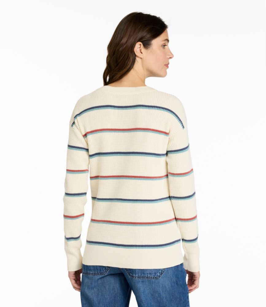 Women's Sunwashed Waffle Sweater, Pullover Stripe