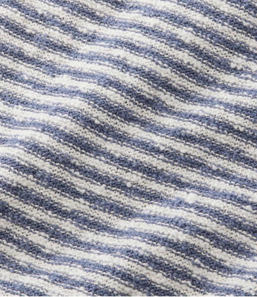 Women's Midweight Cotton Slub Sweater, Henley Short-Sleeve Stripe, Cream/Soft Indigo, small image number 5