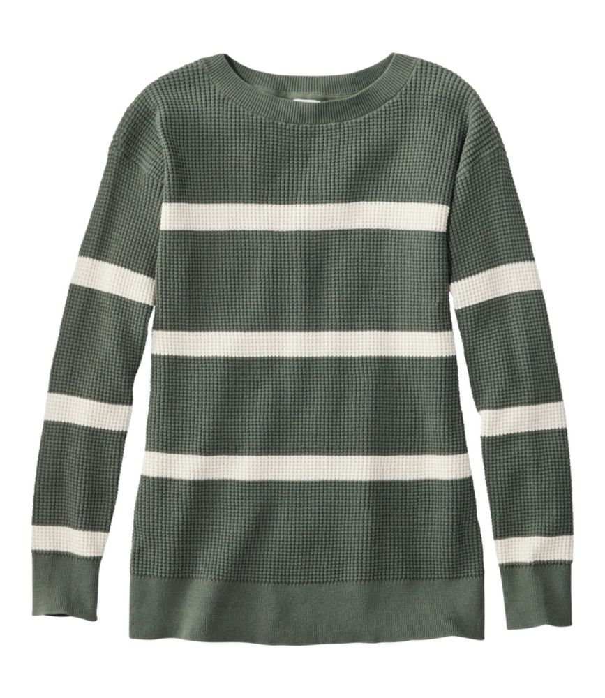 Women's Sunwashed Waffle Sweater, Pullover Stripe