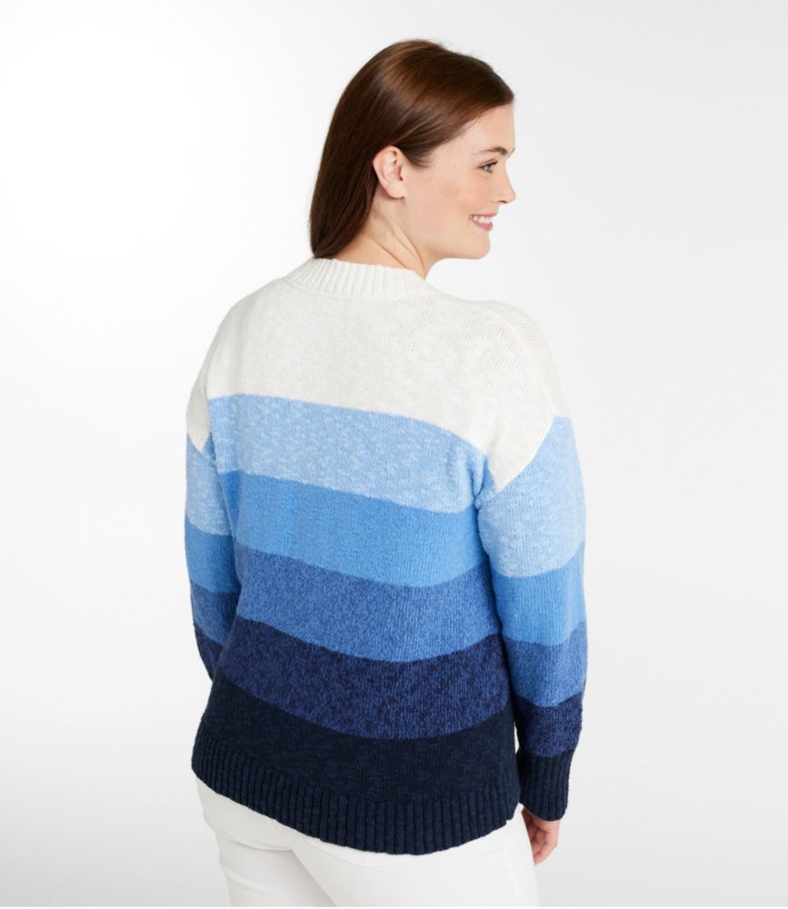 Women's Cotton Ragg Sweater, Crewneck Stripe, Neutral Stripe, small image number 3