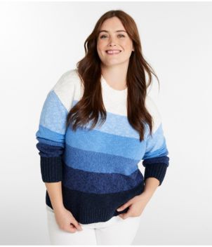 Women's Cotton Ragg Sweater, Crewneck Stripe