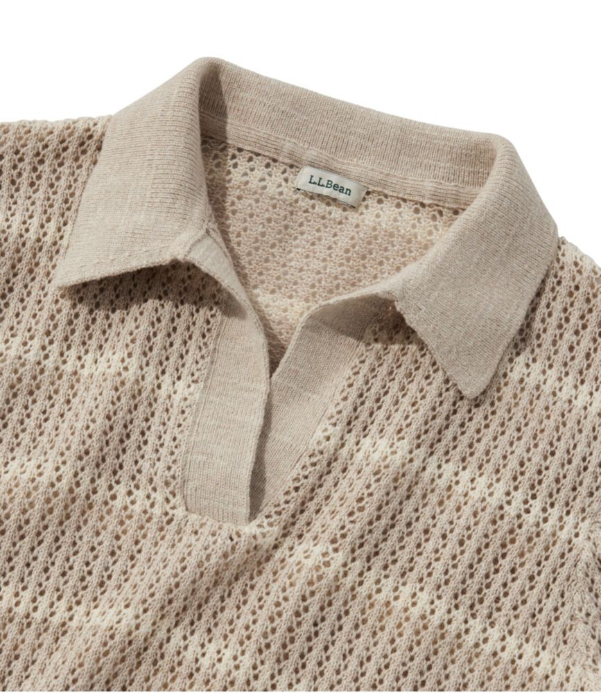 Women's Organic Cotton Slub Pointelle Sweater, Polo, Classic Navy/Sailcloth, small image number 4
