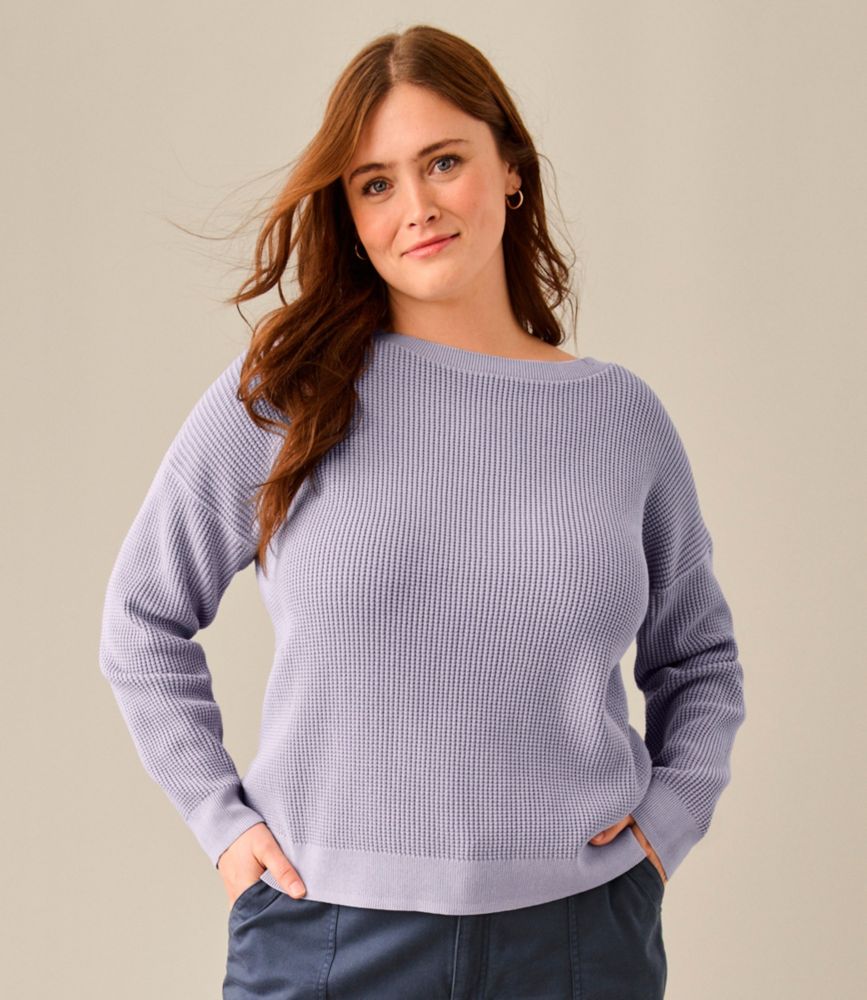 Women's Sunwashed Waffle Sweater, Pullover, Adobe Rose, small image number 6