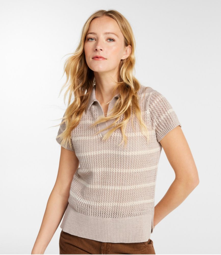 Women's Organic Cotton Slub Pointelle Sweater, Polo