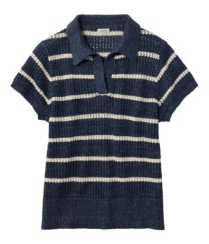 Women's Organic Cotton Slub Pointelle Sweater, Polo, New