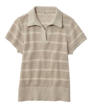 Women's Organic Cotton Slub Pointelle Sweater, Polo, New
