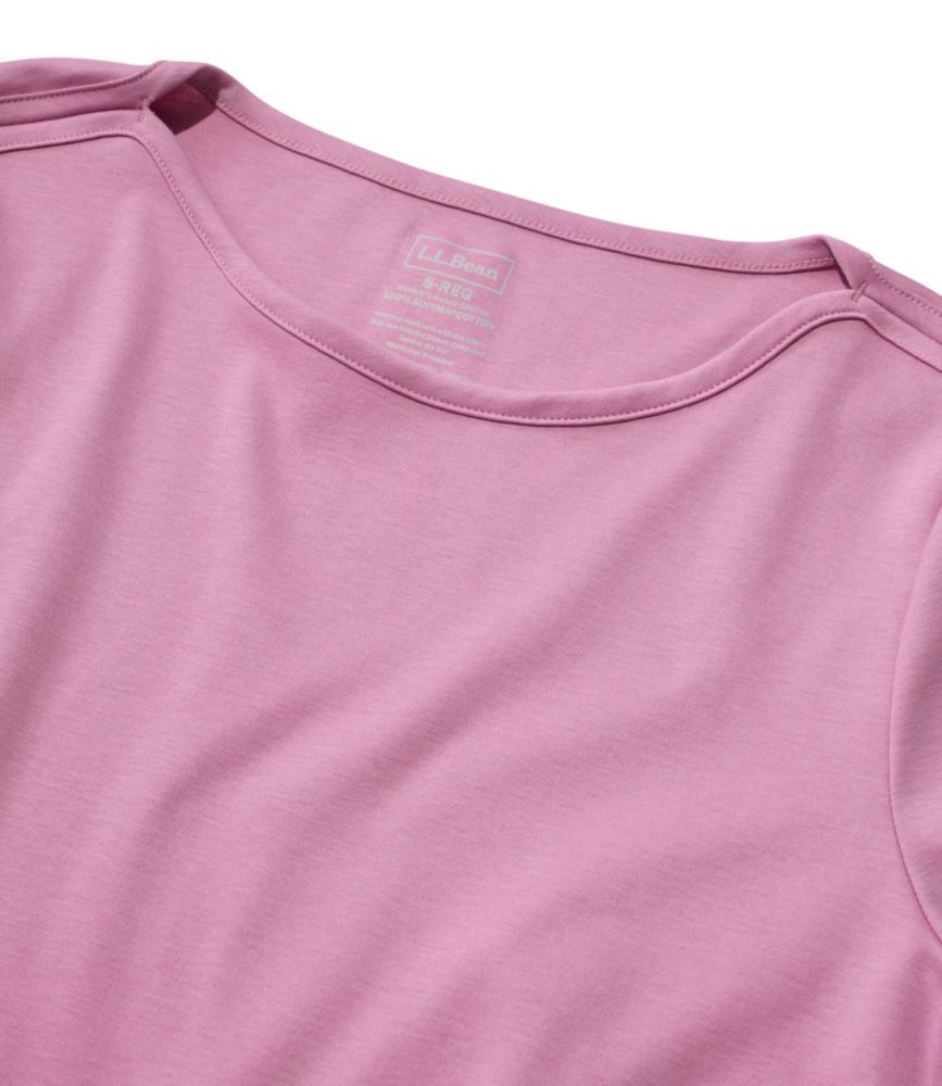 Women's Pima Cotton Tee, Elbow-Sleeve Boatneck