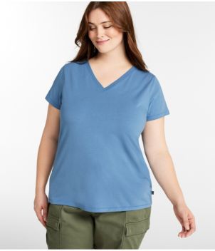 Women's Soft Stretch Supima-Blend Tee, Short-Sleeve V-Neck