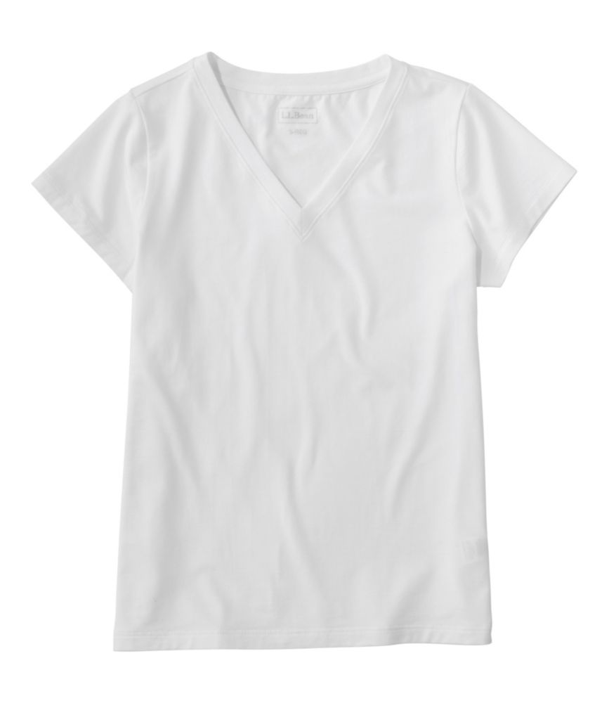 Women's Soft Stretch Supima-Blend Tee, Short-Sleeve V-Neck