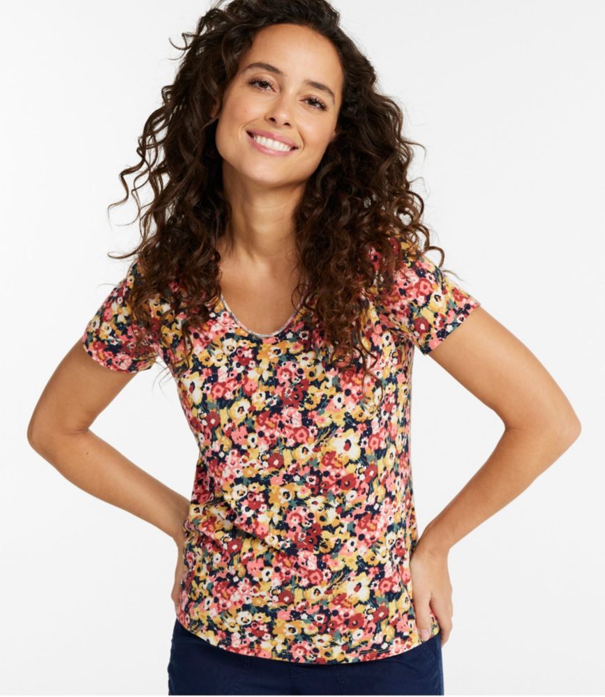 Women's Organic Cotton Tee, V-Neck Short-Sleeve Print