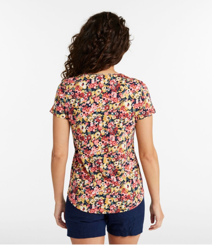 Women's Organic Cotton Tee, V-Neck Short-Sleeve Print, Blue Water Multi Floral, small image number 3