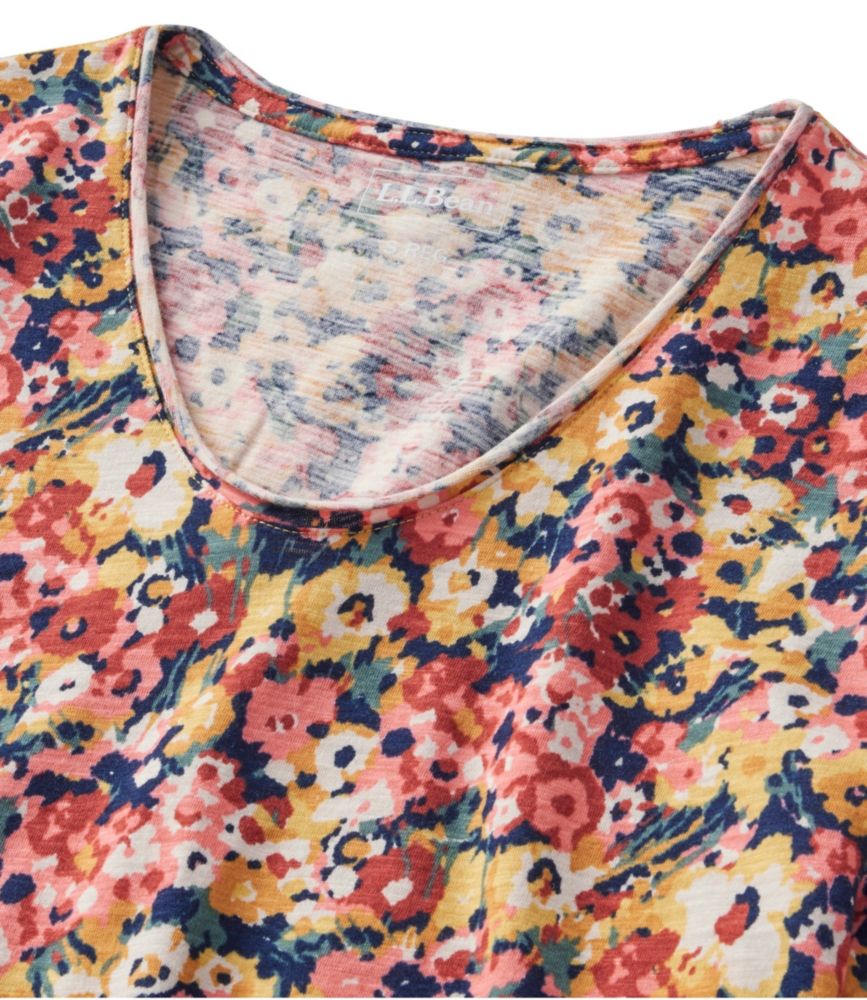 Women's Organic Cotton Tee, V-Neck Short-Sleeve Print, Blue Water Multi Floral, small image number 4