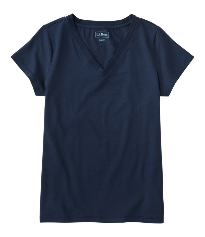 Women's Soft Stretch Supima-Blend Tee, Short-Sleeve V-Neck