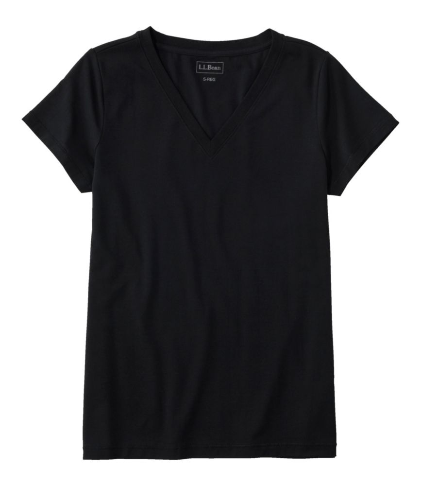 Women's Soft Stretch Supima-Blend Tee, Short-Sleeve V-Neck