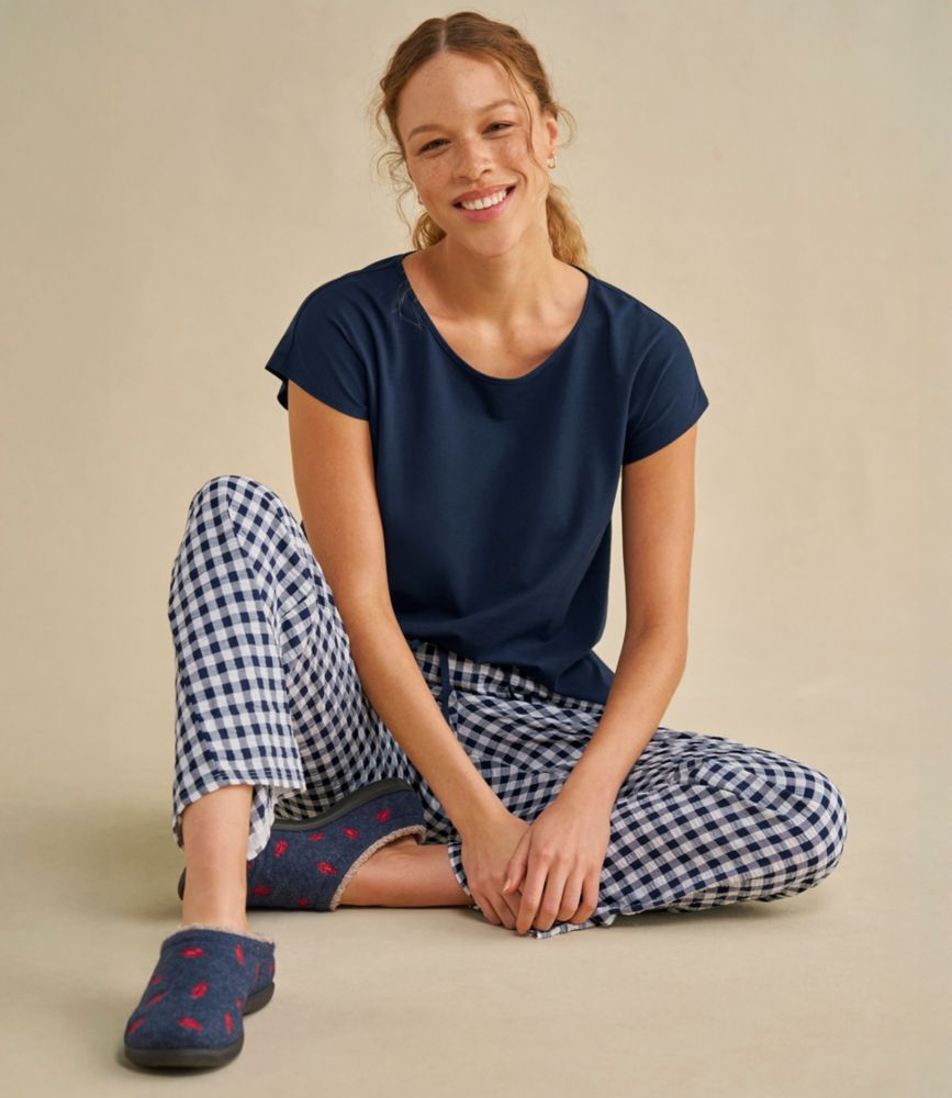 Women's Bean's Seacoast Seersucker Pajama Pant Set, Classic Navy Gingham, small image number 8