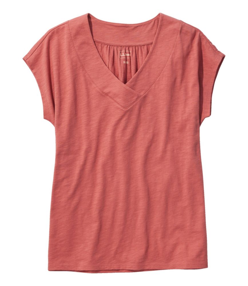 Women's Organic Cotton Tee, V-Neck Cap-Sleeve