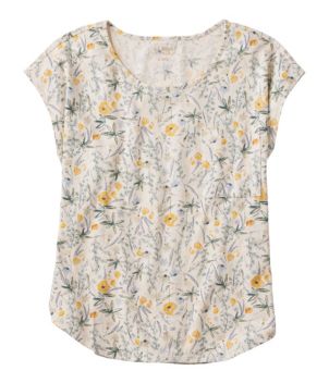 Women's Lakeside Linen/Cotton Tee, Short-Sleeve Scoopneck Print