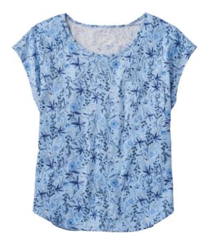 Women's Lakeside Linen/Cotton Tee, Short-Sleeve Scoopneck Print