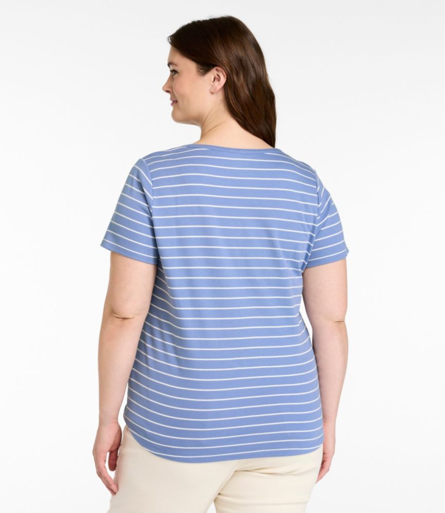 Women's L.L.Bean Tee, Short-Sleeve Notch-Neck Stripe, Deep Lake/Sea Salt, small image number 3